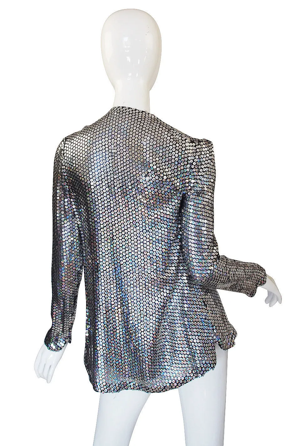 1970s Halston Silver Sequin Tank & Jacket
