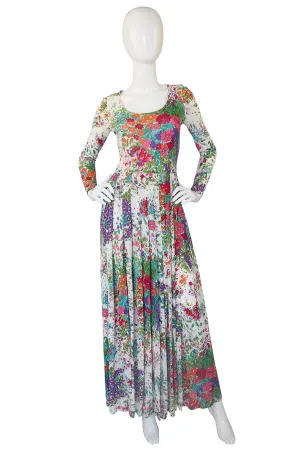 1970s J. Tiktiner Jersey Floral Maxi Dress