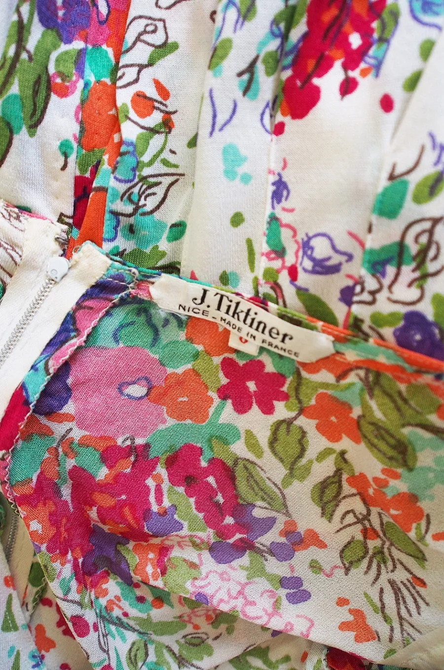 1970s J. Tiktiner Jersey Floral Maxi Dress