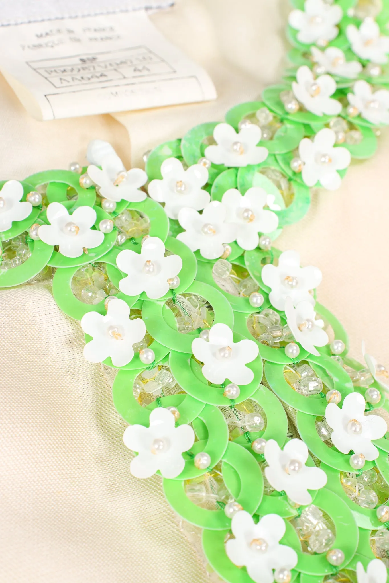 1996 S/S Daisy Beaded Silk Jacket & Skirt Suit
