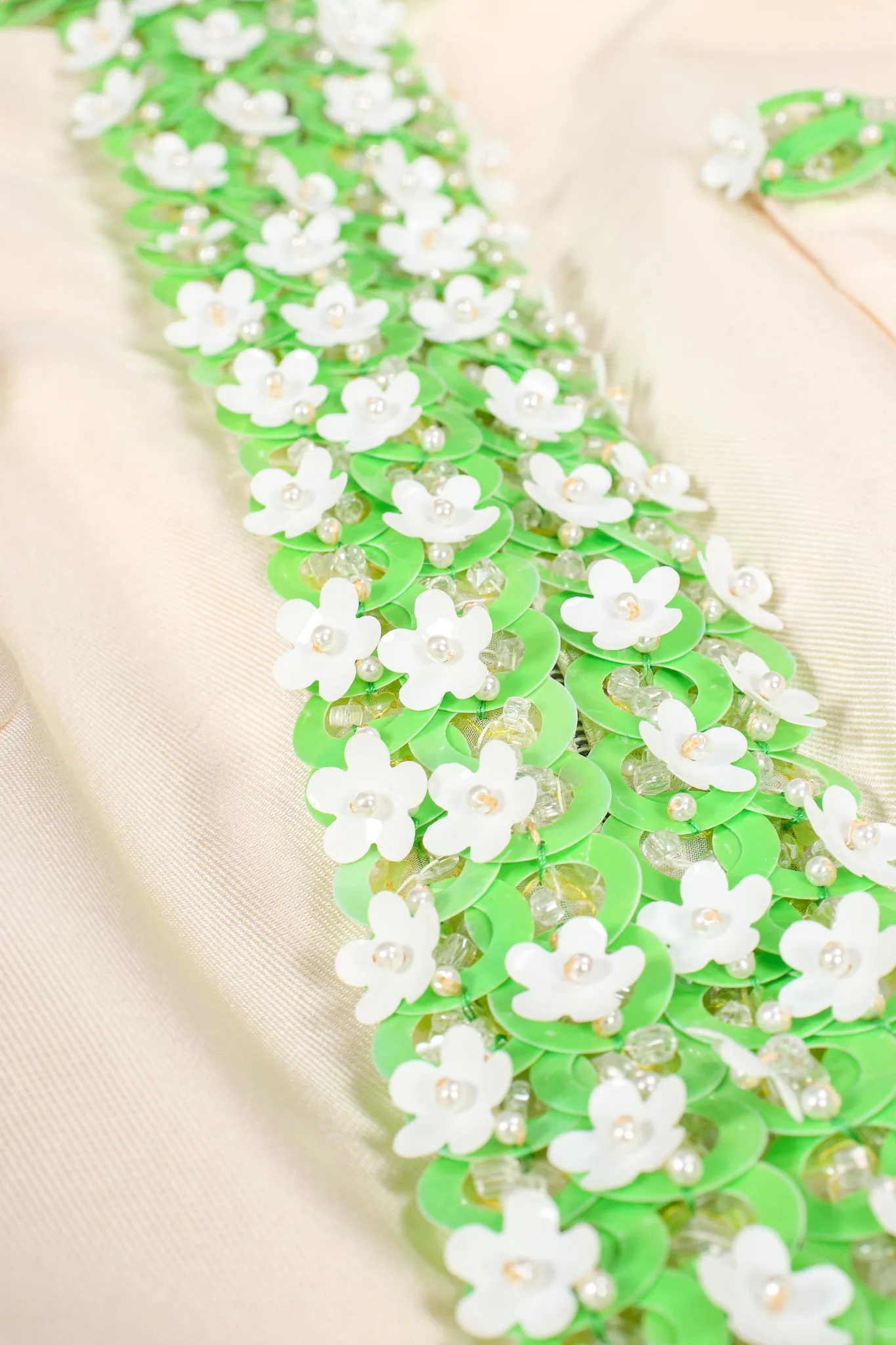 1996 S/S Daisy Beaded Silk Jacket & Skirt Suit