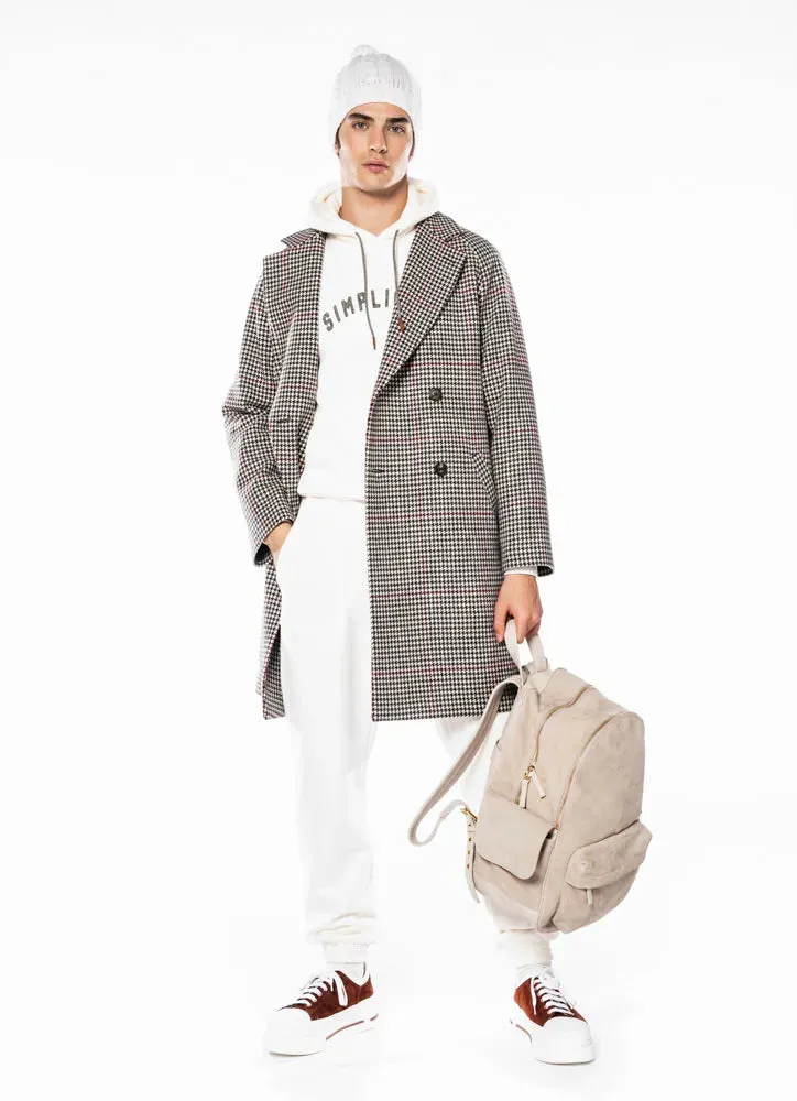 $2,250 ELEVENTY - Ivory/Black/Red Houndstooth CASHMERE/Wool Coat - 42R (52EU)