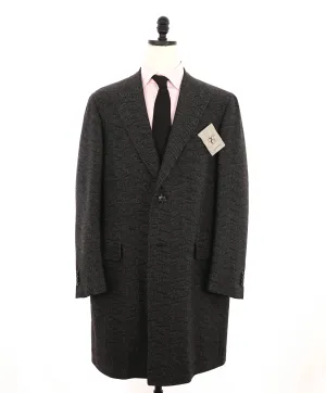 $2,395 CANALI - "KEI" Gray Abstract Subtle Check Wool Topcoat Coat - 48R
