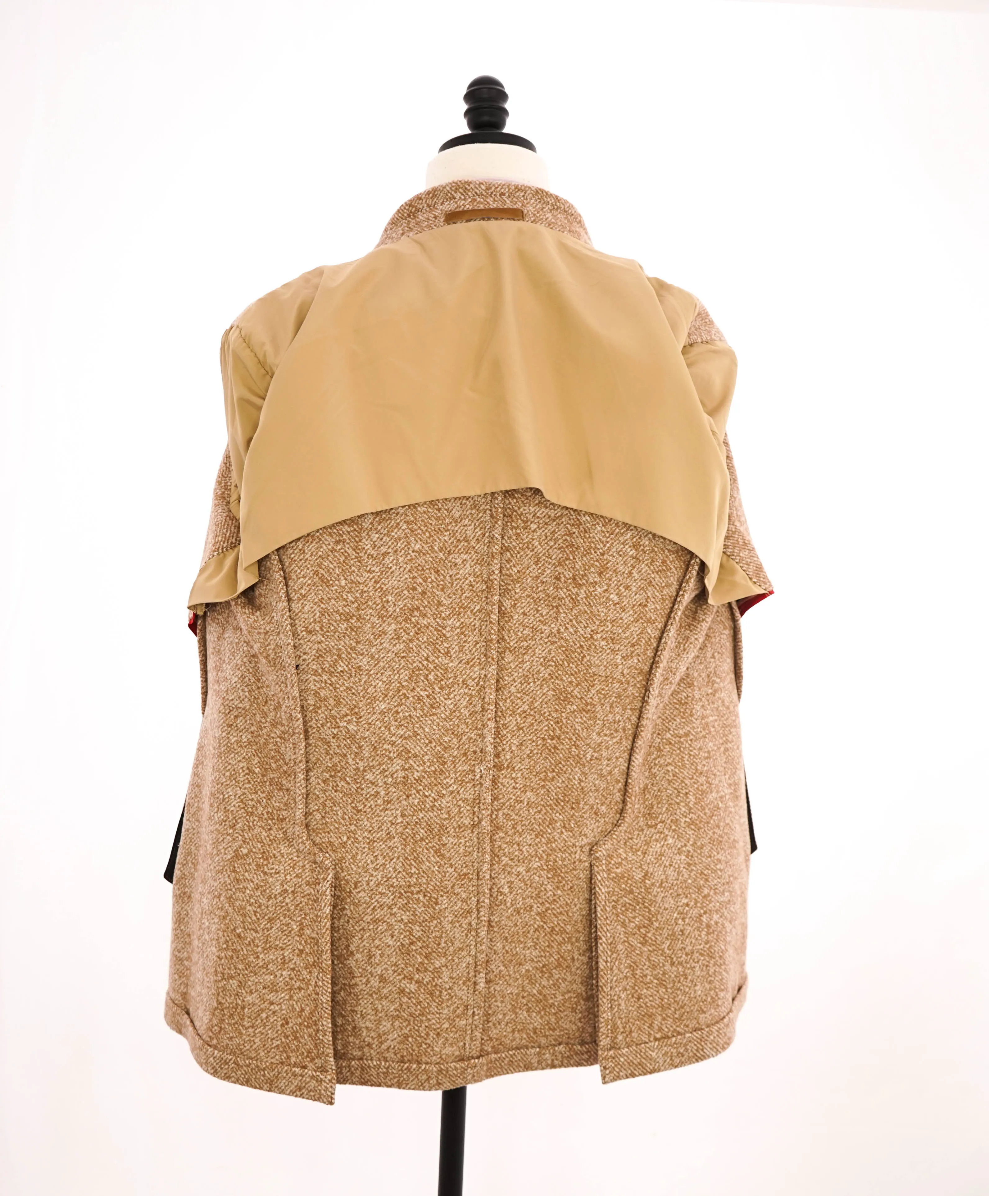 $2,995 ELEVENTY - WOOL/Linen Herringbone Camel Peacoat Coat- 40 (50EU)