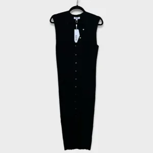 525 America Maxi Ribbed Button Down Dress Size Small Grunge Punk Black Bodycon