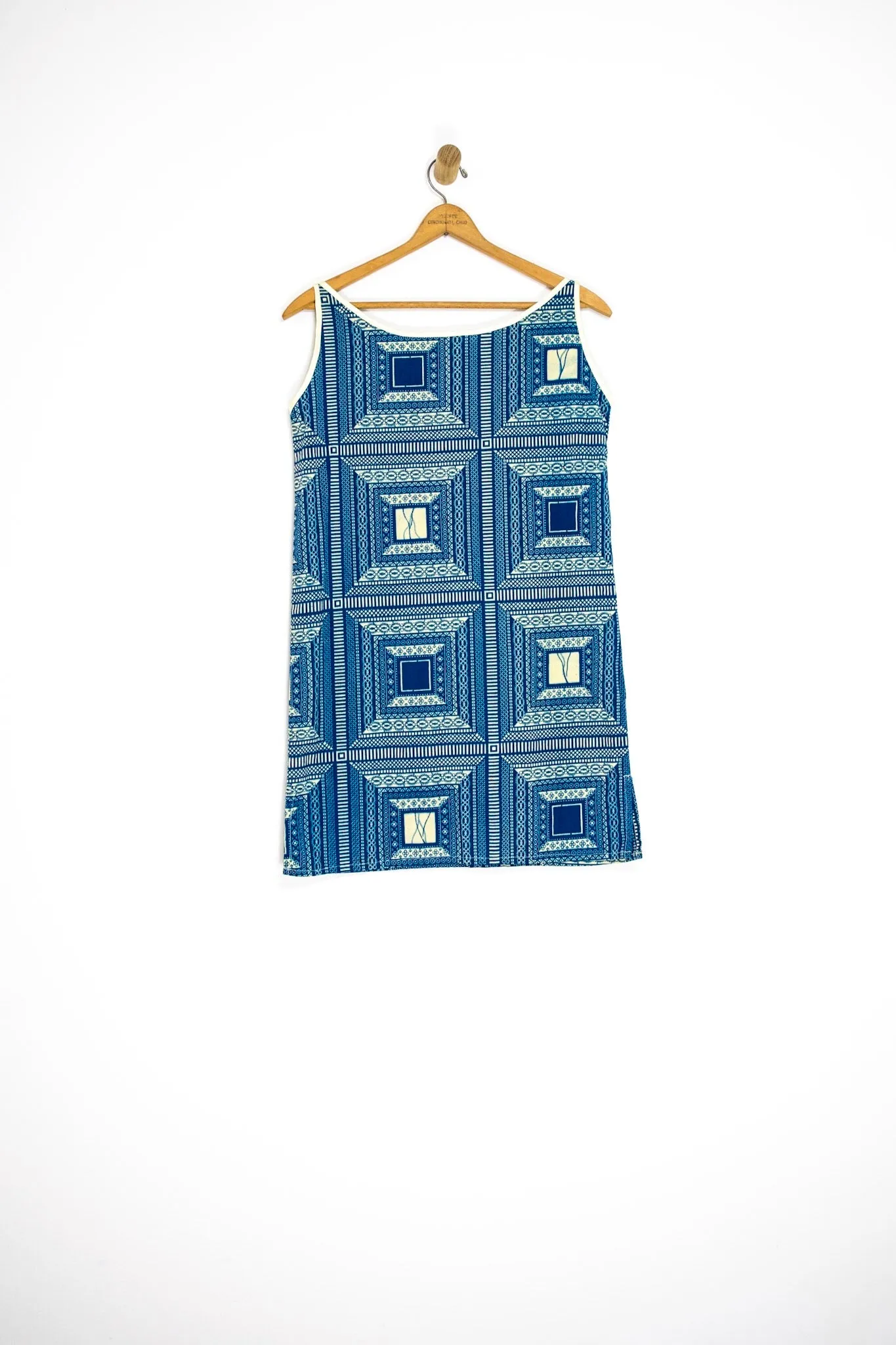 60’s BATIK SHIFT DRESS / LARGE