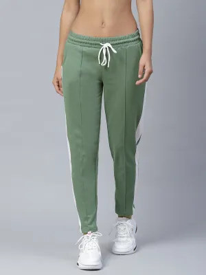 Alcis Women Olive Green Solid Slim Fit Track Pants