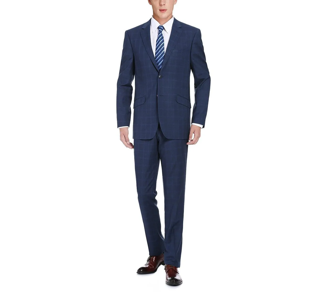Alessandro Vitello by Renoir 2-Piece Slim Fit Single Breasted Check Dress Suit 292-6