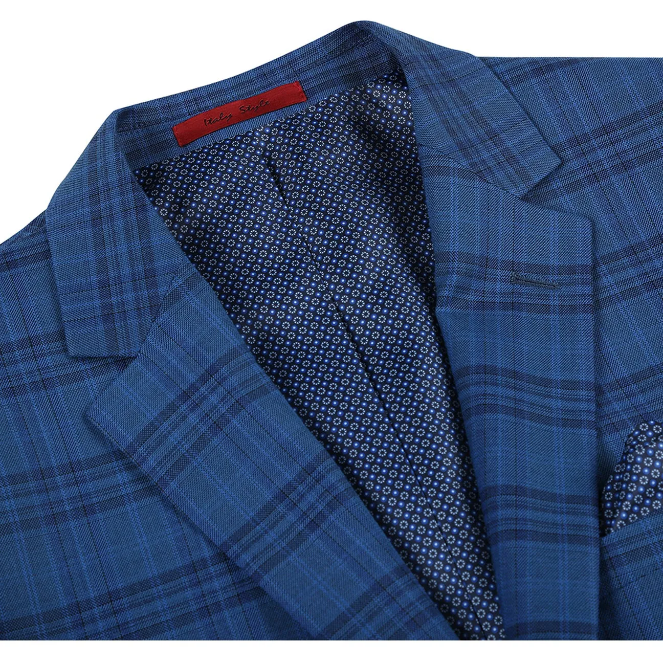 Alessandro Vitello by Renoir Blue Slim Fit Notch Lapels Check Blazer 294-9