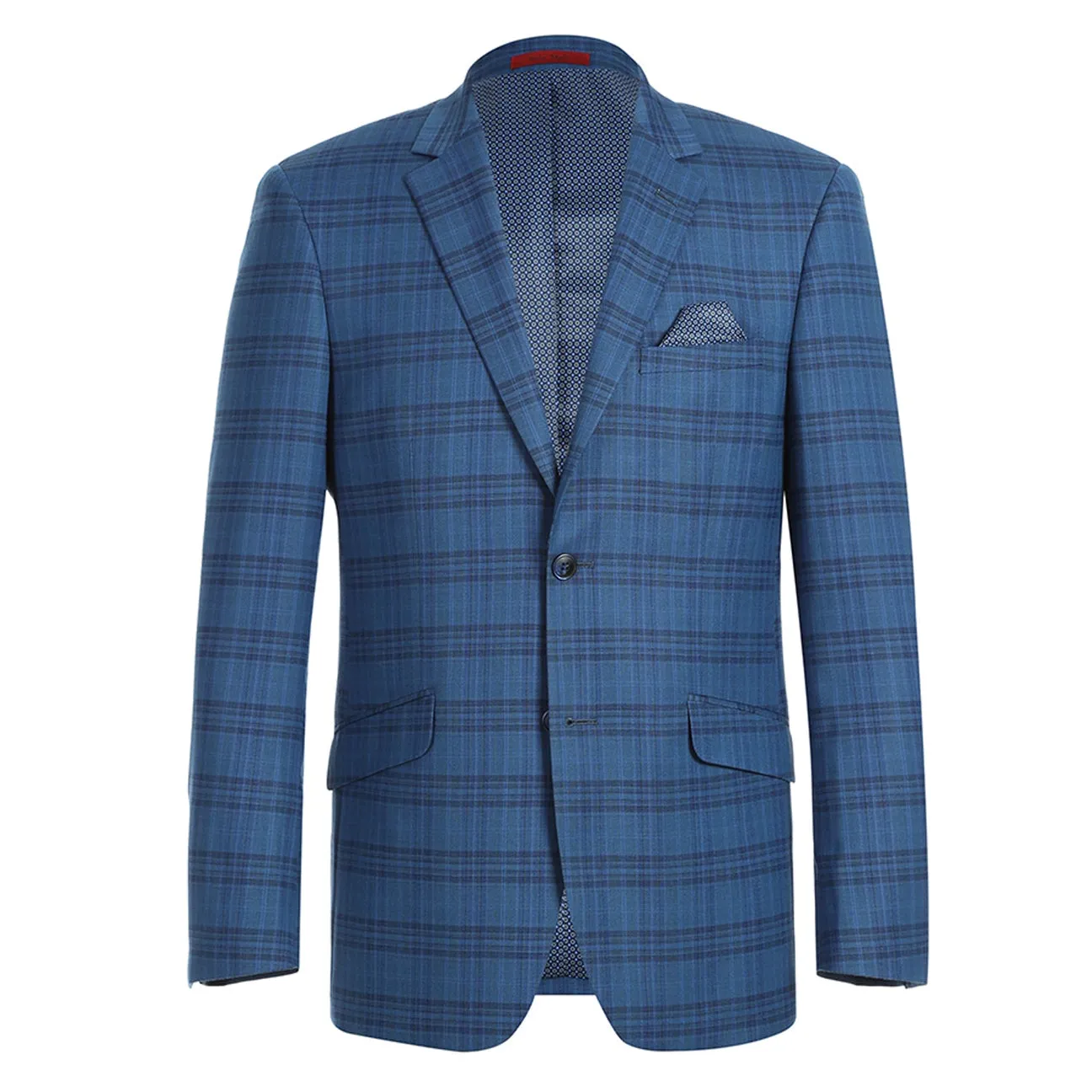 Alessandro Vitello by Renoir Blue Slim Fit Notch Lapels Check Blazer 294-9