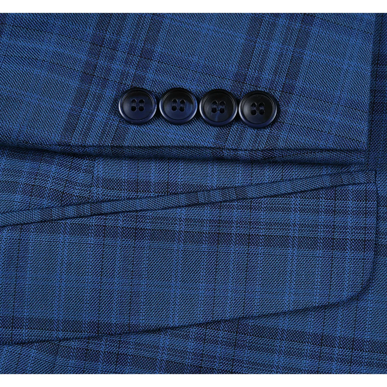 Alessandro Vitello by Renoir Blue Slim Fit Notch Lapels Check Blazer 294-9