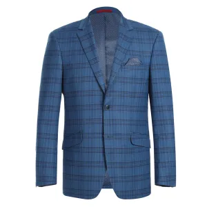 Alessandro Vitello by Renoir Blue Slim Fit Notch Lapels Check Blazer 294-9