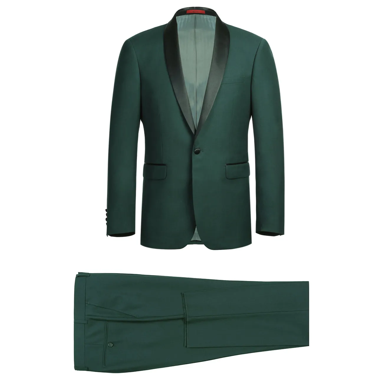 Alessandro Vitello by Renoir Dark Green 2-Piece Slim Fit Shawl Lapel Tuxedo Suit 201-9