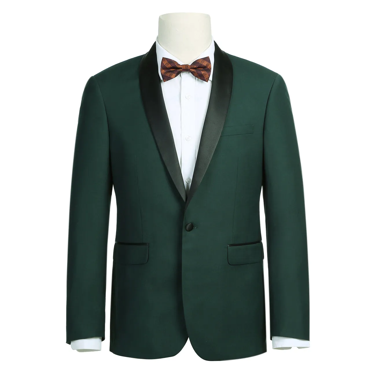 Alessandro Vitello by Renoir Dark Green 2-Piece Slim Fit Shawl Lapel Tuxedo Suit 201-9
