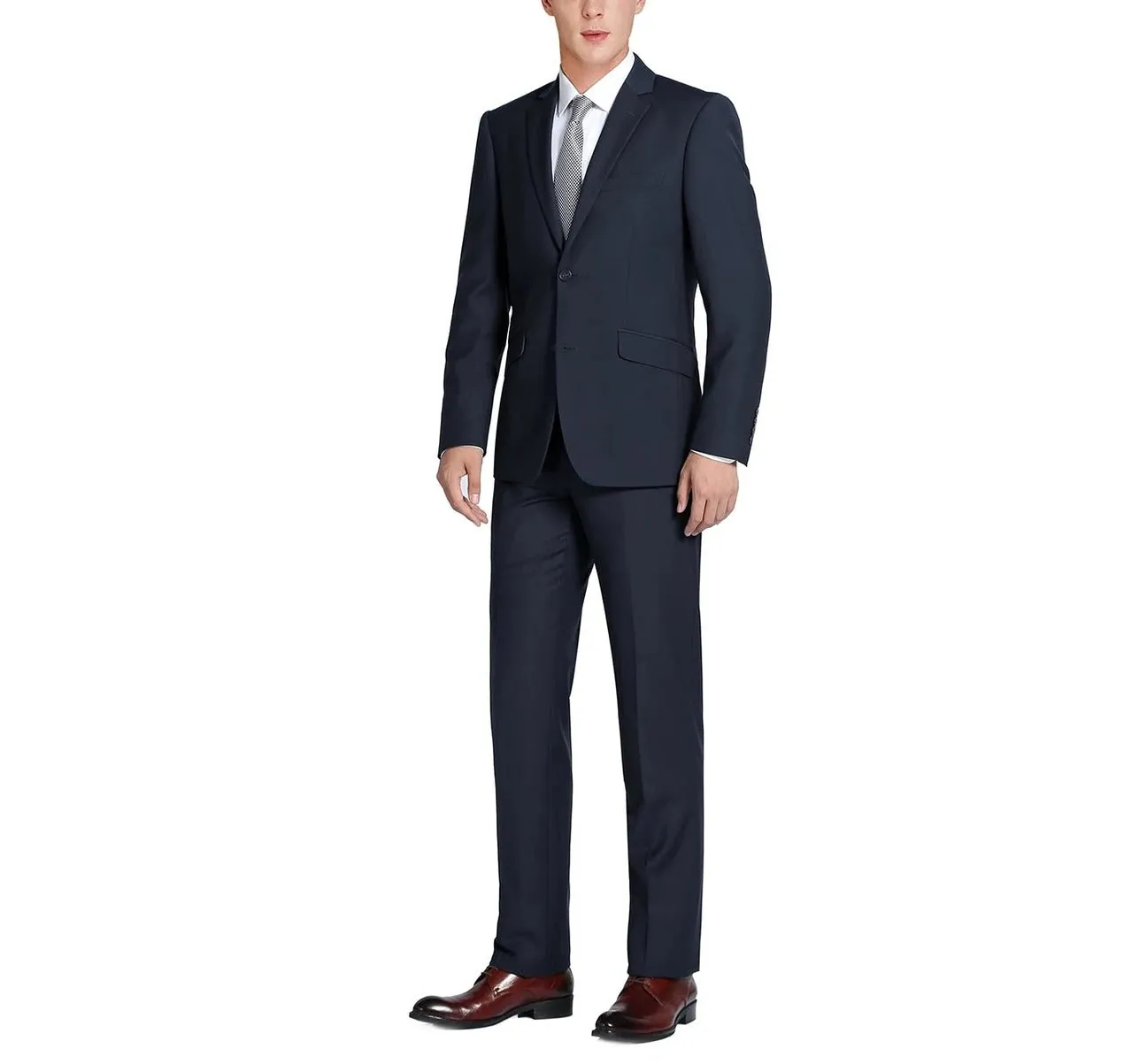 Alessandro Vitello by Renoir Dark Navy 2-Piece Slim Fit Single Breasted Notch Lapel Suit 201-2