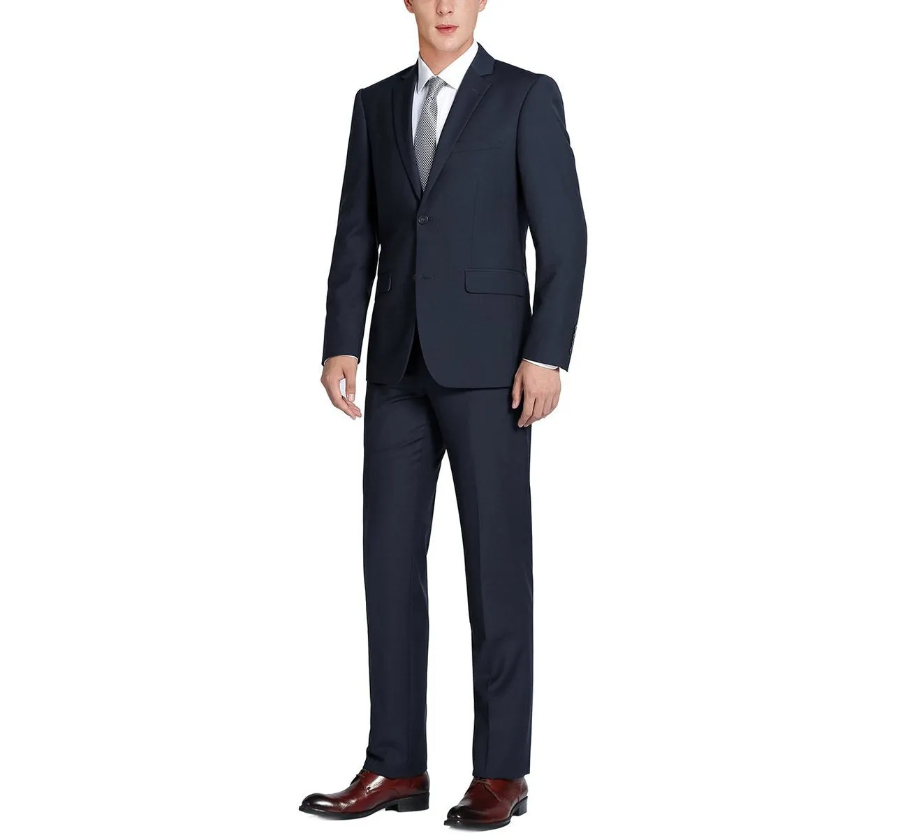 Alessandro Vitello by Renoir Dark Navy 2-Piece Slim Fit Single Breasted Notch Lapel Suit 201-2