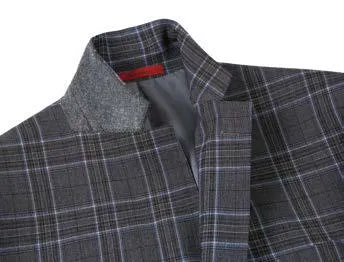 Alessandro Vitello by Renoir Gray 2-Piece Slim Fit Checked Suit 293-28