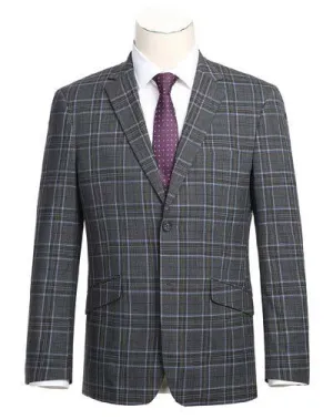 Alessandro Vitello by Renoir Gray 2-Piece Slim Fit Checked Suit 293-28