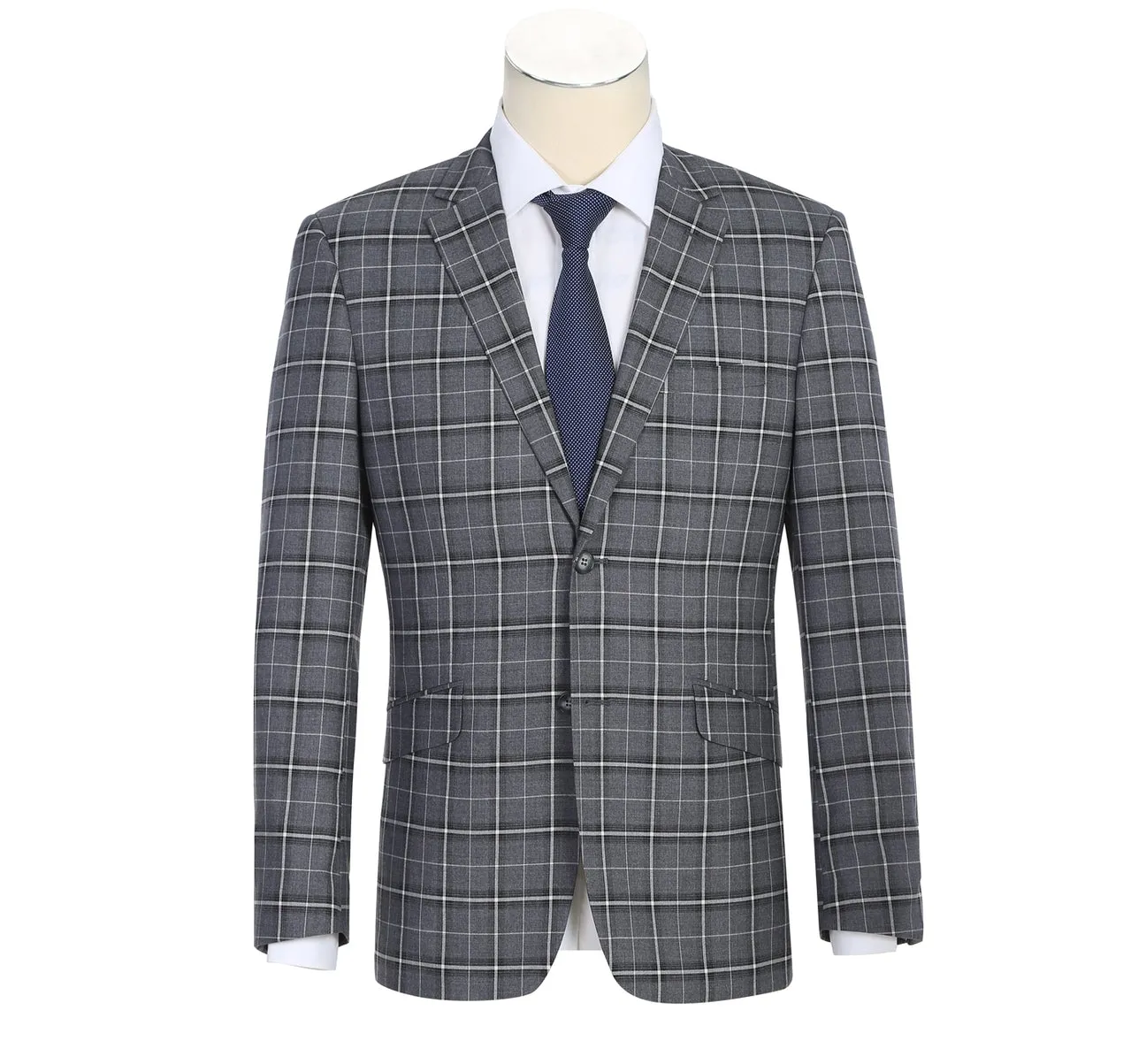Alessandro Vitello by Renoir Grey Classic Fit Single Breasted Check Suit 293-14