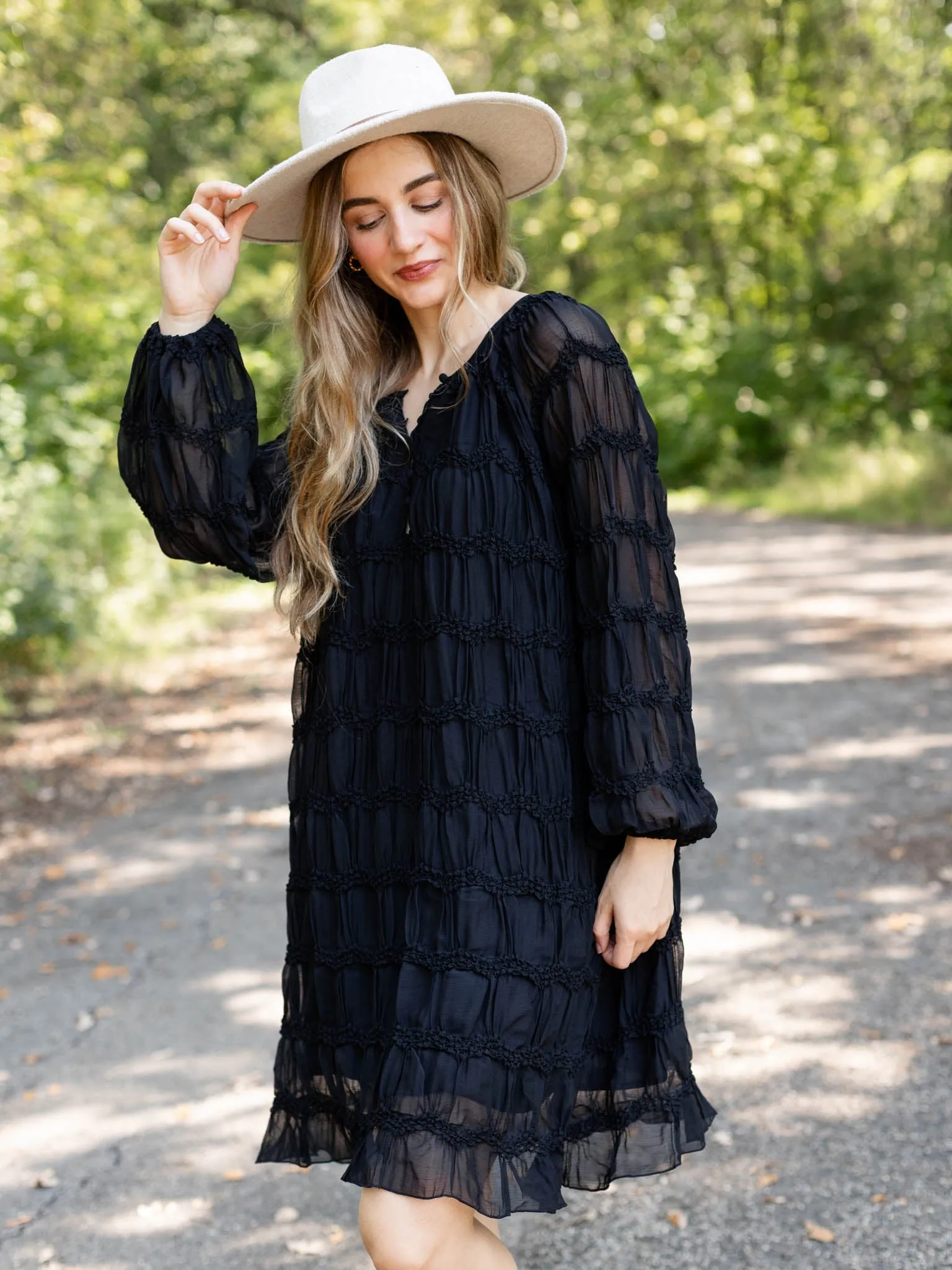 Allie Rose Romantic Sheer Shift Dress
