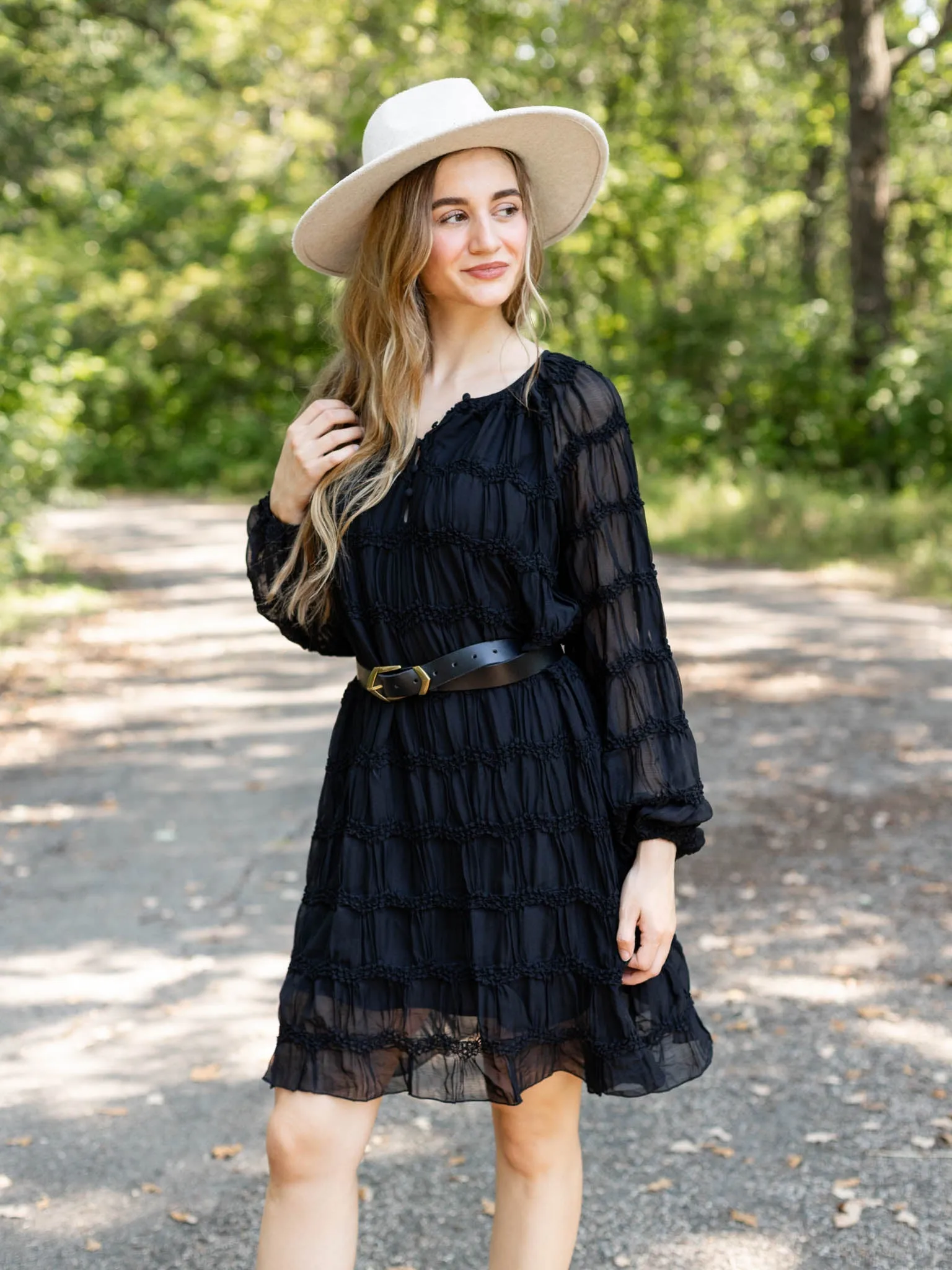 Allie Rose Romantic Sheer Shift Dress