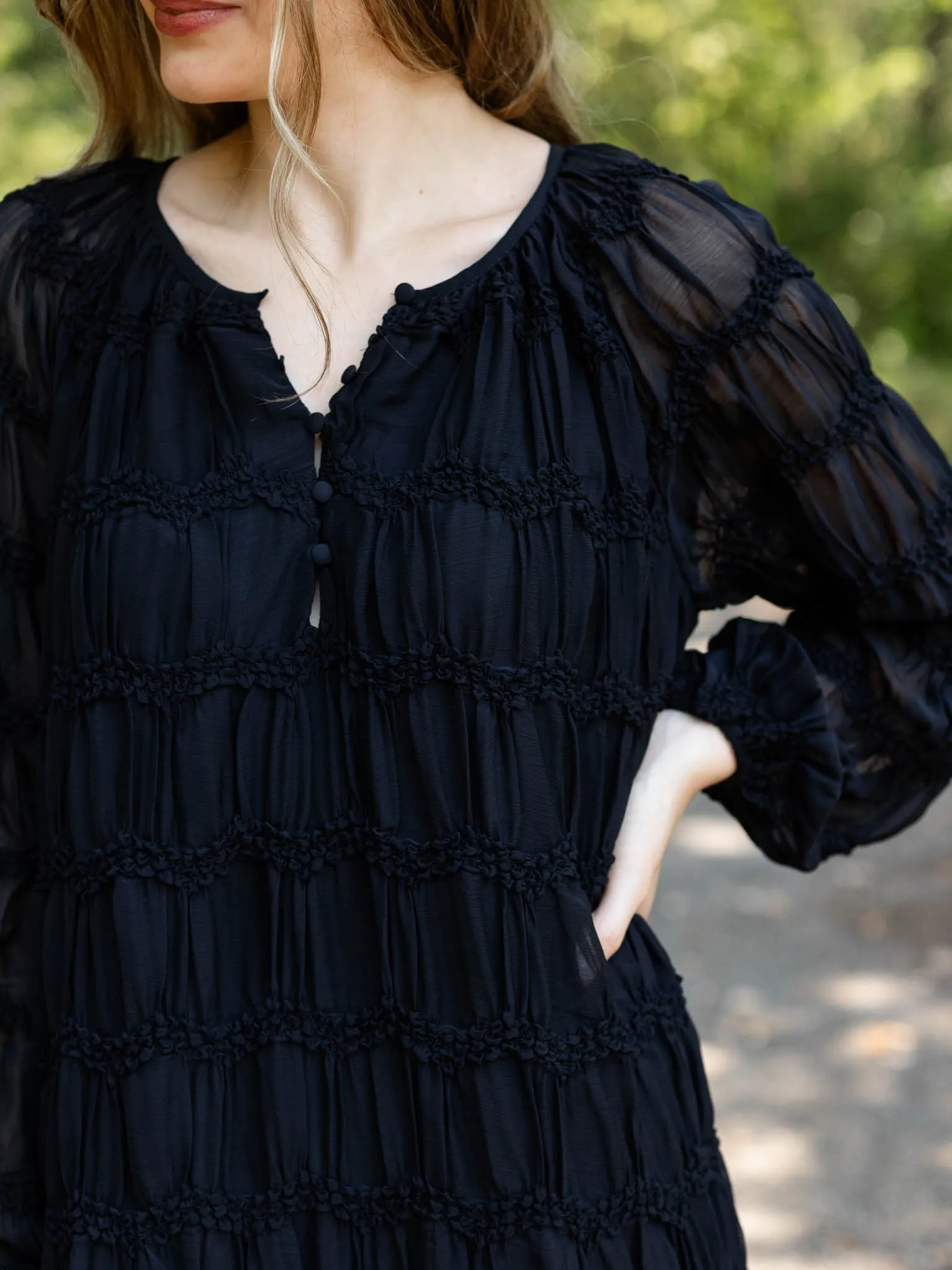 Allie Rose Romantic Sheer Shift Dress