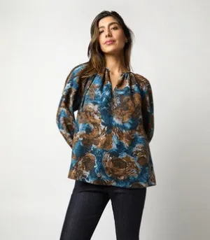 Ann Mashburn Ariana Blouse - Abstract Habotai