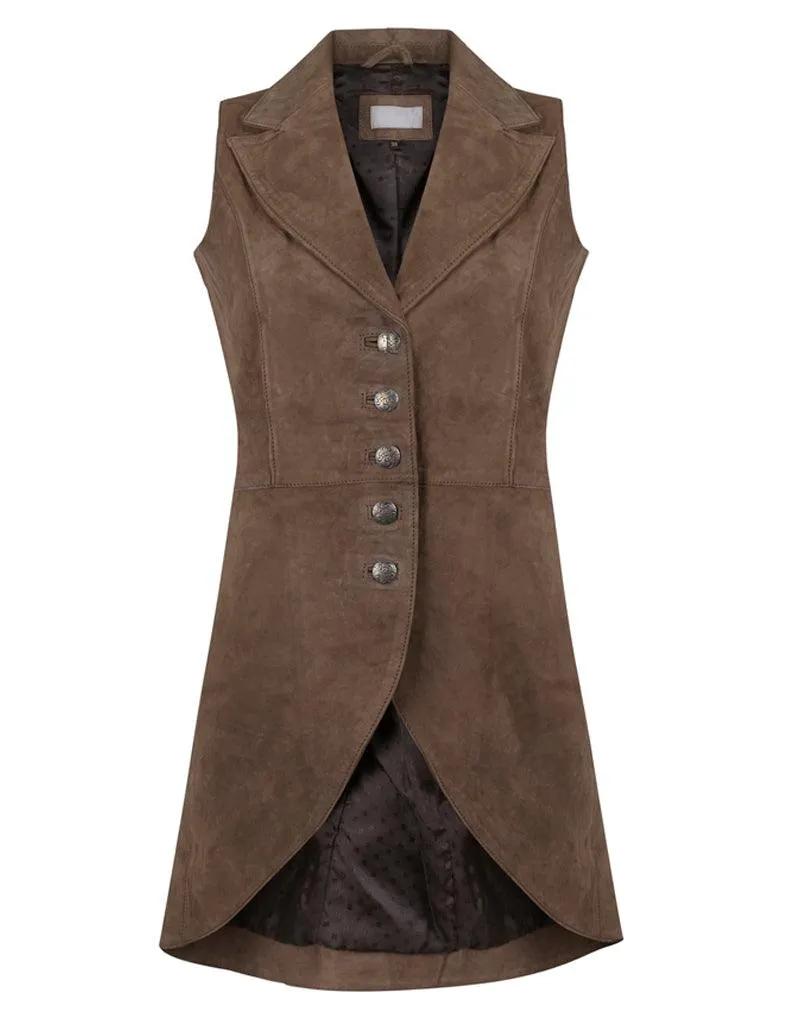 Anna Lascata Womens Tuffler Waistcoat Brown