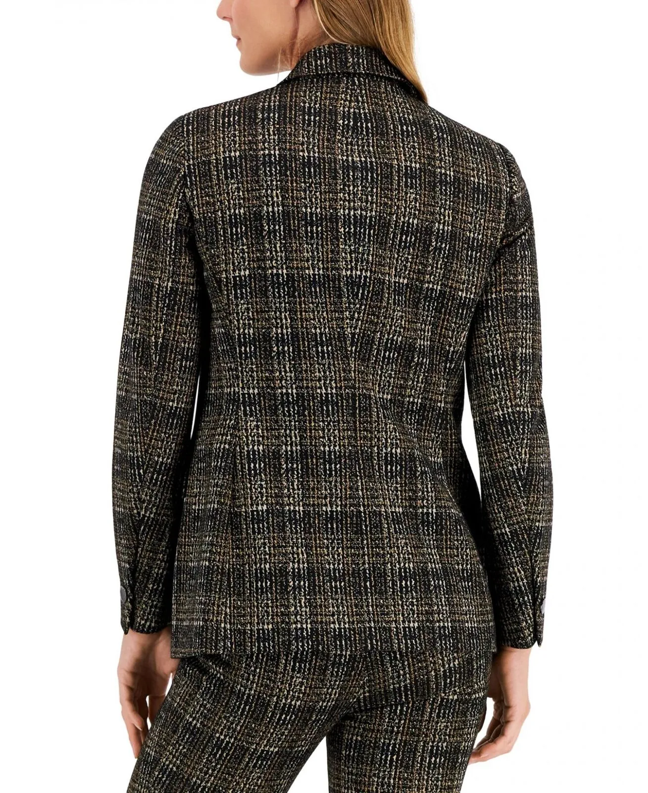 Anne Klein Womens Plaid One-Button Jacket 10852417