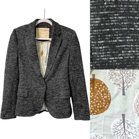 ANTHROPOLOGIE Cartonnier Flecked Knit Blazer Jacket XS Cute Lining!