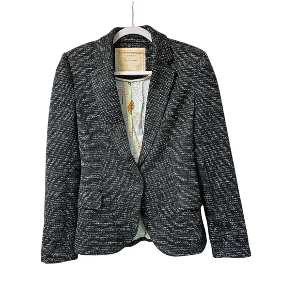 ANTHROPOLOGIE Cartonnier Flecked Knit Blazer Jacket XS Cute Lining!