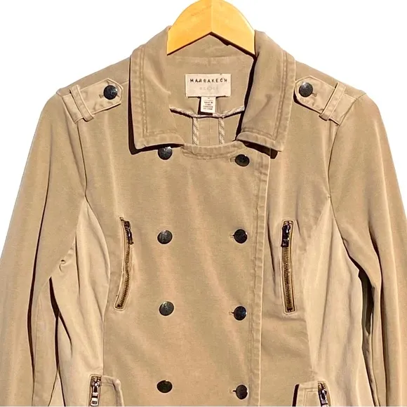 ANTHROPOLOGIE MARRAKECH Women’s Mixed Media Tan Safari Jacket size medium