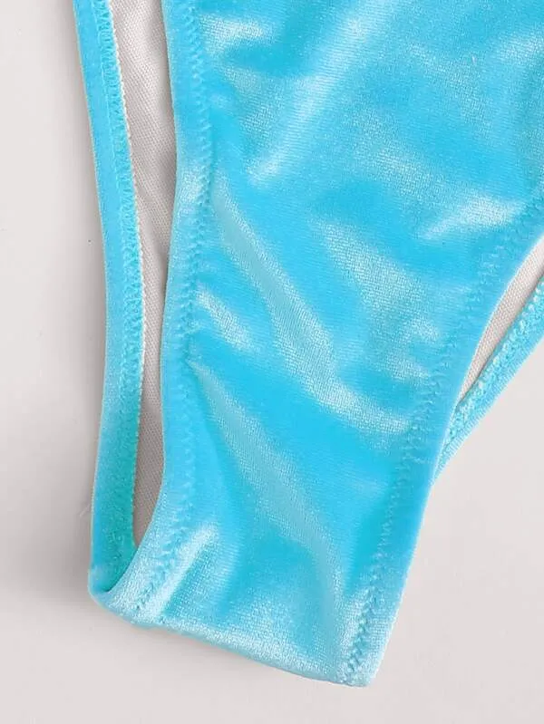 Aqua Velvet Tie Side Bikini