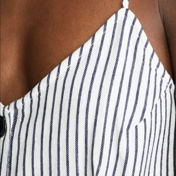 ATM Dress New NWT Chalk Navy Stripe Striped Midi Dress New L