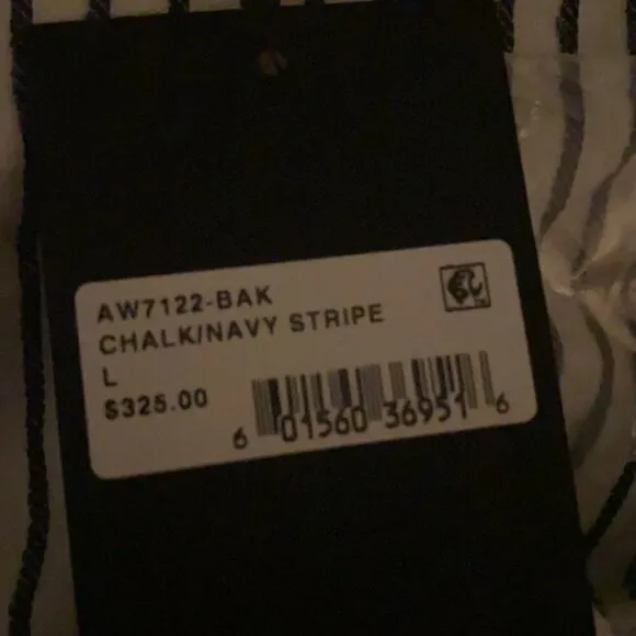 ATM Dress New NWT Chalk Navy Stripe Striped Midi Dress New L