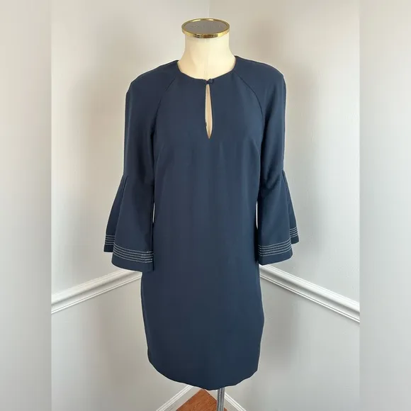 BANANA REPUBLIC Navy Blue Bell Sleeve Shift Dress | Size 2