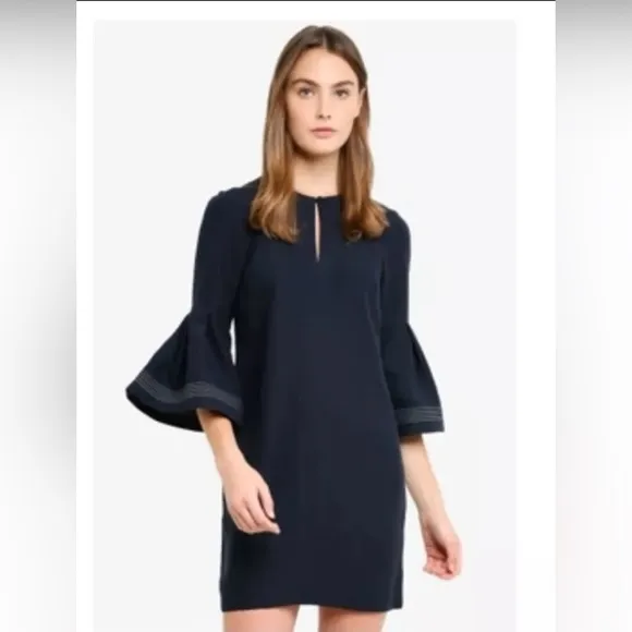 BANANA REPUBLIC Navy Blue Bell Sleeve Shift Dress | Size 2