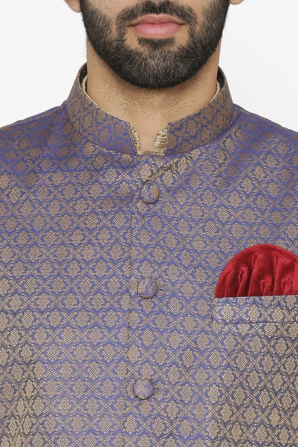 Banarasi Art Silk Cotton Blend Purple Modi Nehru Jacket