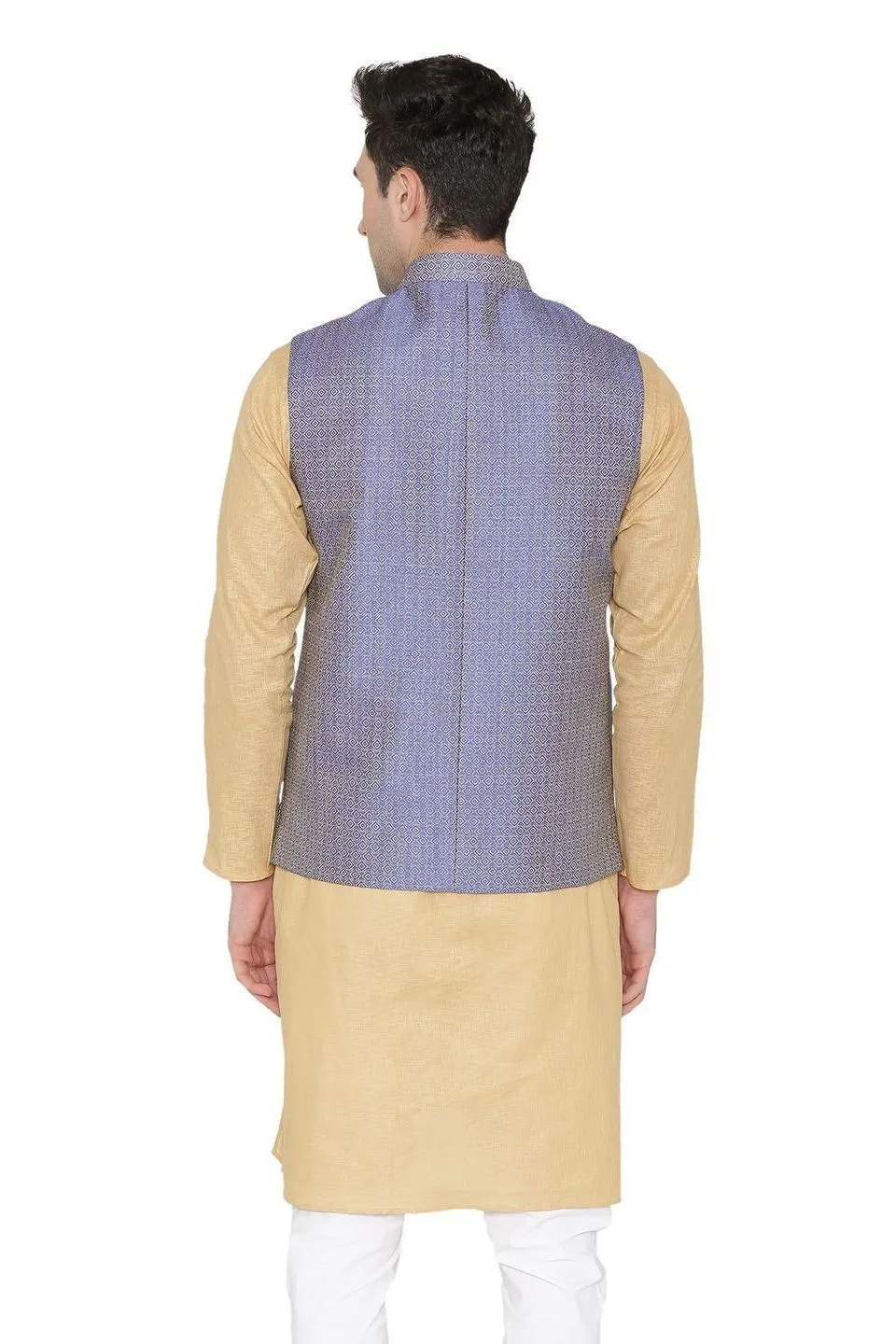 Banarasi Rayon Cotton Blue Modi Nehru Jacket