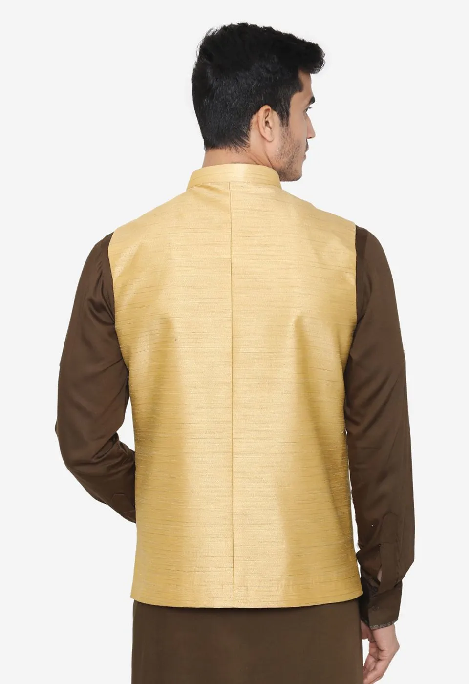 Banarasi Rayon Cotton Gold Nehru Modi Jacket