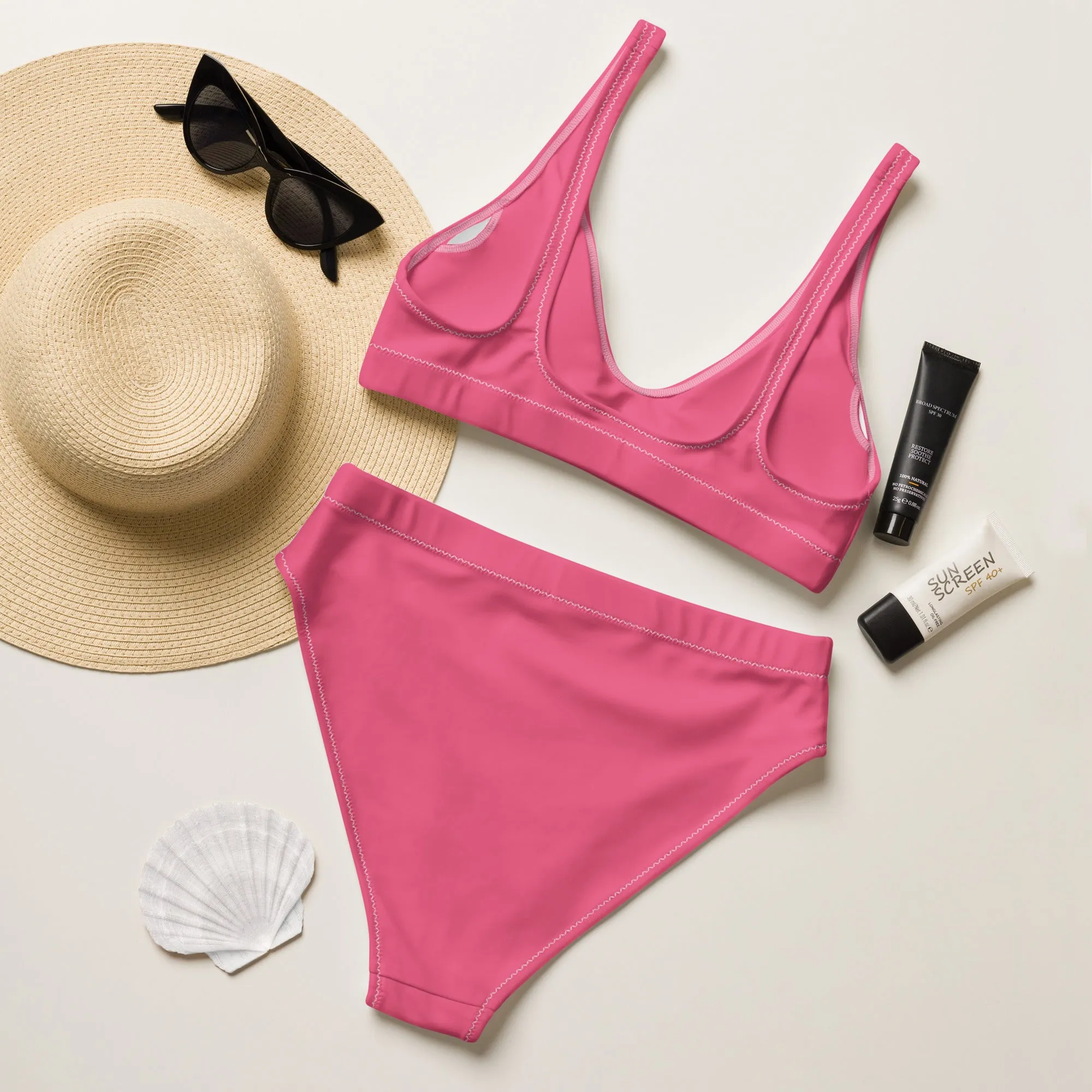 Barbie Pink Recycled high-waisted bikini