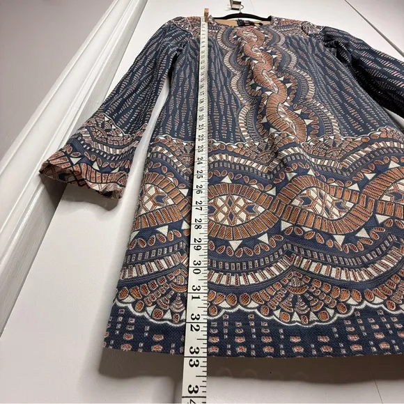 BCBG Maxazria - Alina Mini Shift Dress - Boho Long Bell Sleeves - XS