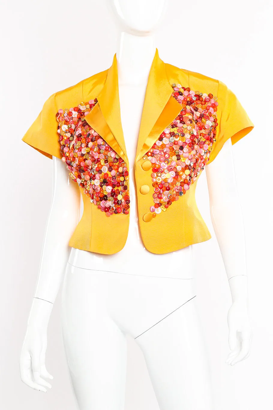 Beaded Button Grosgrain Top
