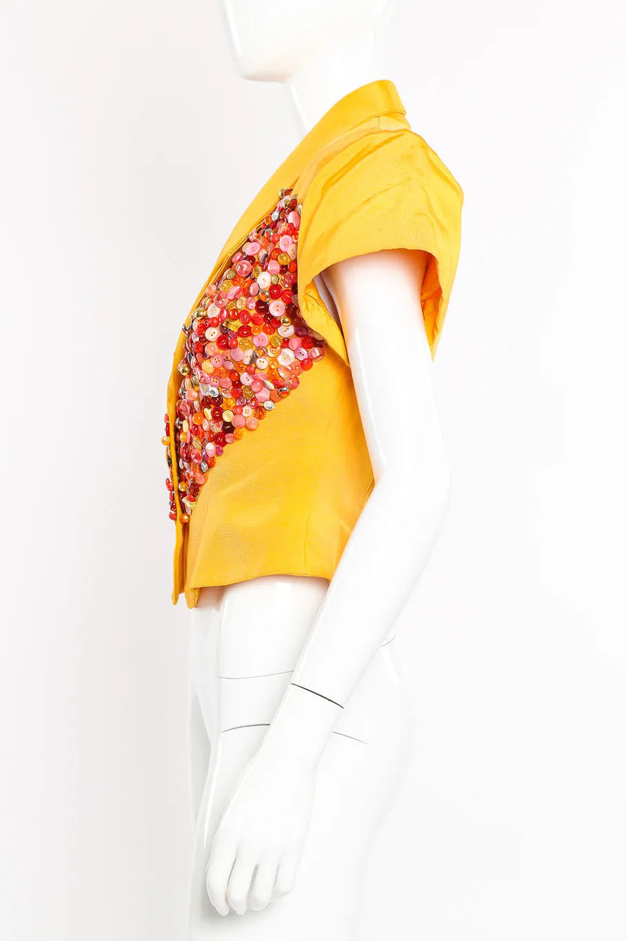 Beaded Button Grosgrain Top
