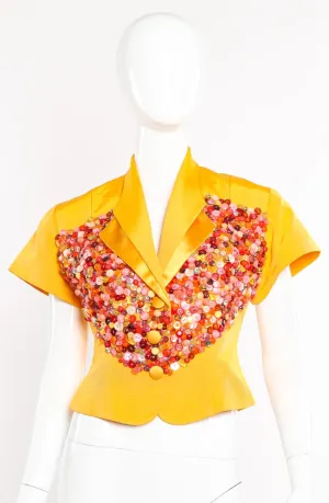 Beaded Button Grosgrain Top