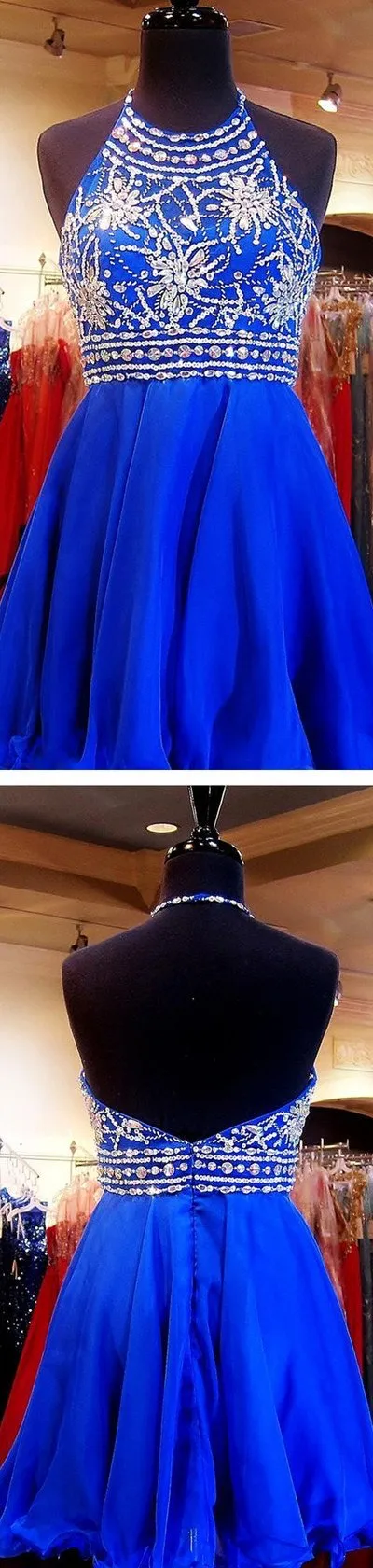 Beaded Royal Blue Short 2017 Cute  Sweet 16 Homecoming Dresses, Cocktail Graduation Dress,PD0004
