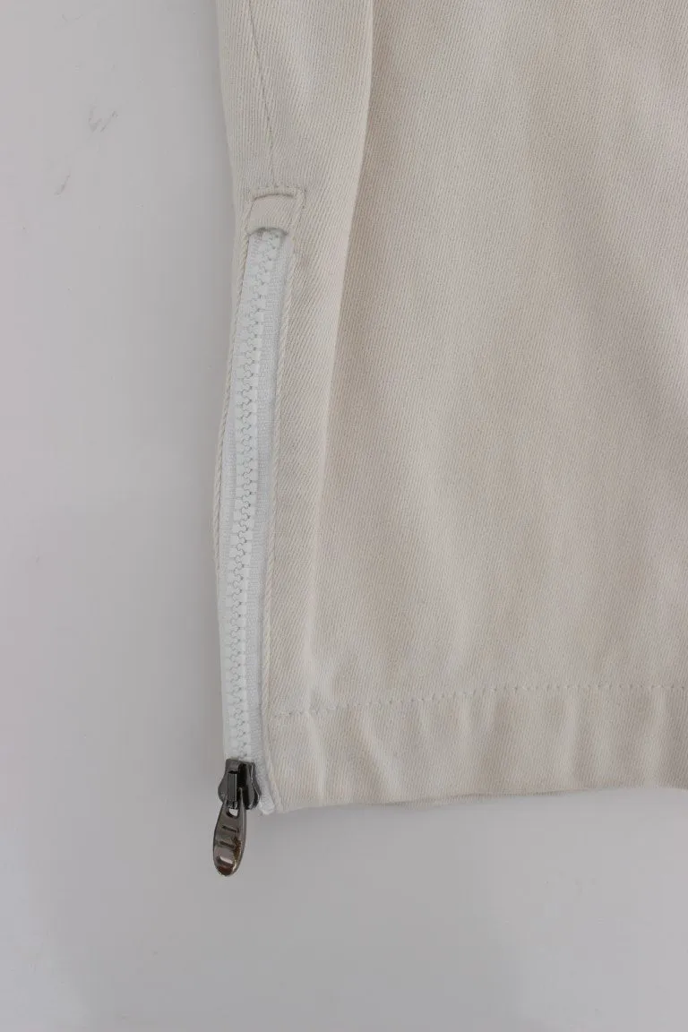 Beige Cotton Slim Fit Denim Jeans