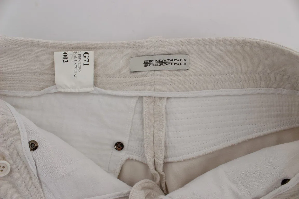 Beige Cotton Slim Fit Denim Jeans