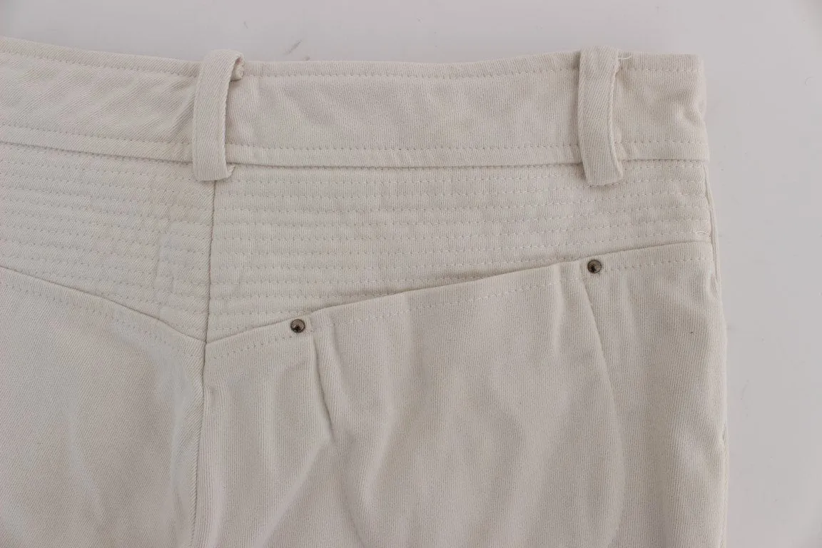Beige Cotton Slim Fit Denim Jeans