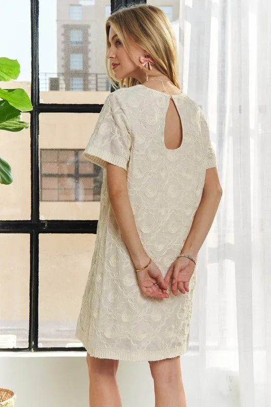 Beige Textured Shift Dress